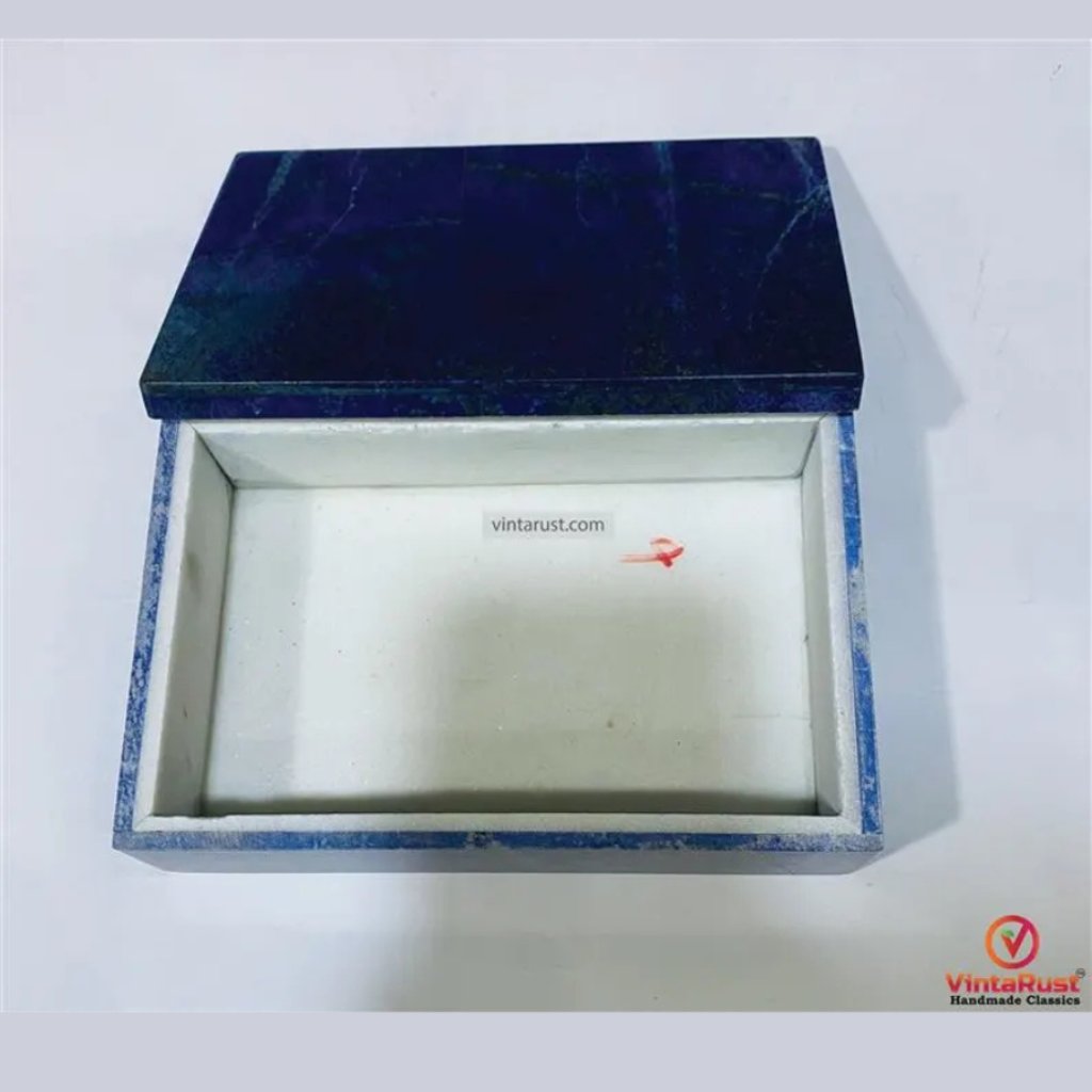 Handcrafted Lapis Lazuli Jewelry Box: Gemstone Storage (6 Inches)